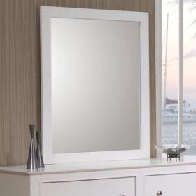 Fine Lined Transitional Mirror, White (Material: MDF, Color: White)