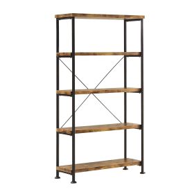 Rustically designed Bookcase With 4 Open Shelves (Material: Wood, Color: Brown)