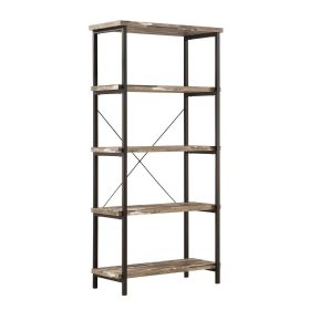 Rustically designed Bookcase With 4 Open Shelves (Material: Wood, Color: Brown & Black)
