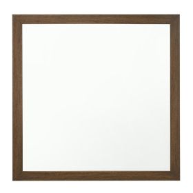 Transitional Style Wooden Frame Mirror with Grain Details, Brown (Material: Solid Wood and Veneer, Color: Brown)